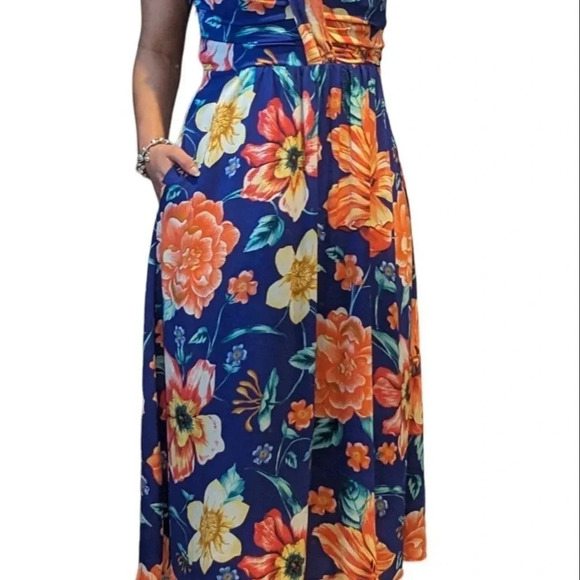 Moulinette Soeurs  (Anthropologie) Anona Blue Floral Midi size 4 - Picture 3 of 9